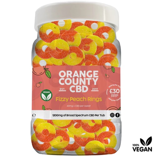 Orange County CBD – CBD Gummy Fizzy Peach Rings